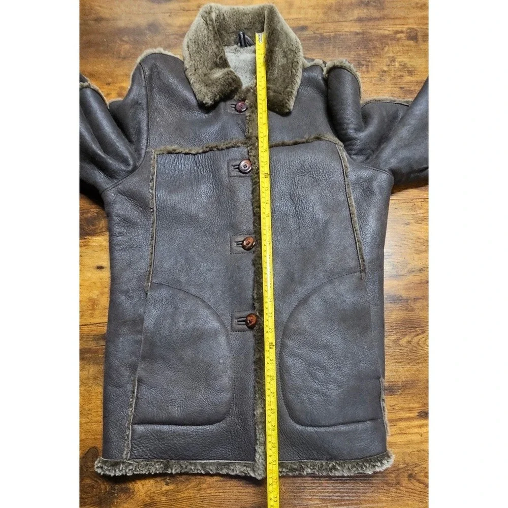 UA Utex Design Full Brown Genuine‎ Leather/Shearling Coat Size Medium
